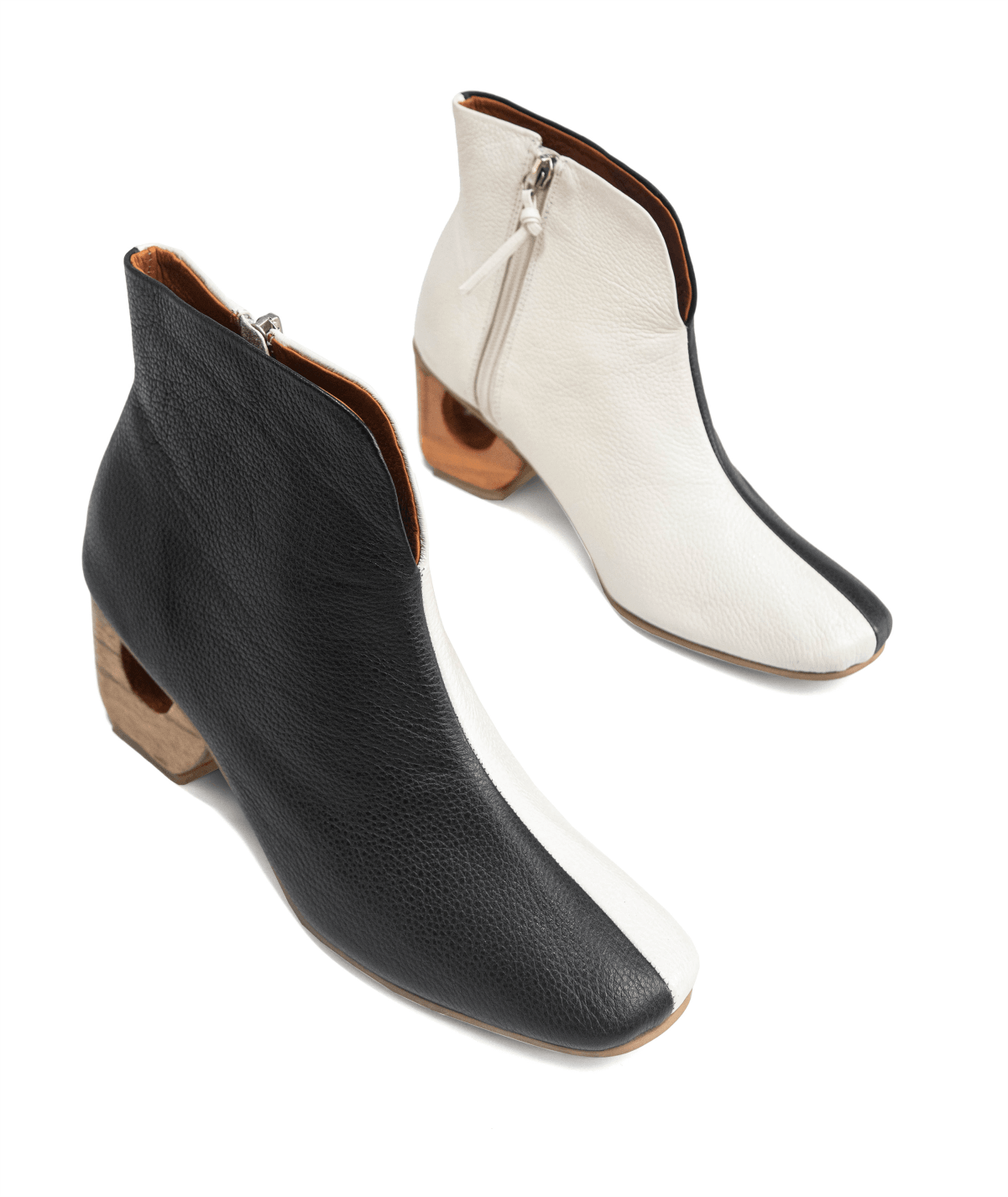 barbra bitono botas en cuero genuino con tacon en madera - imagen 1