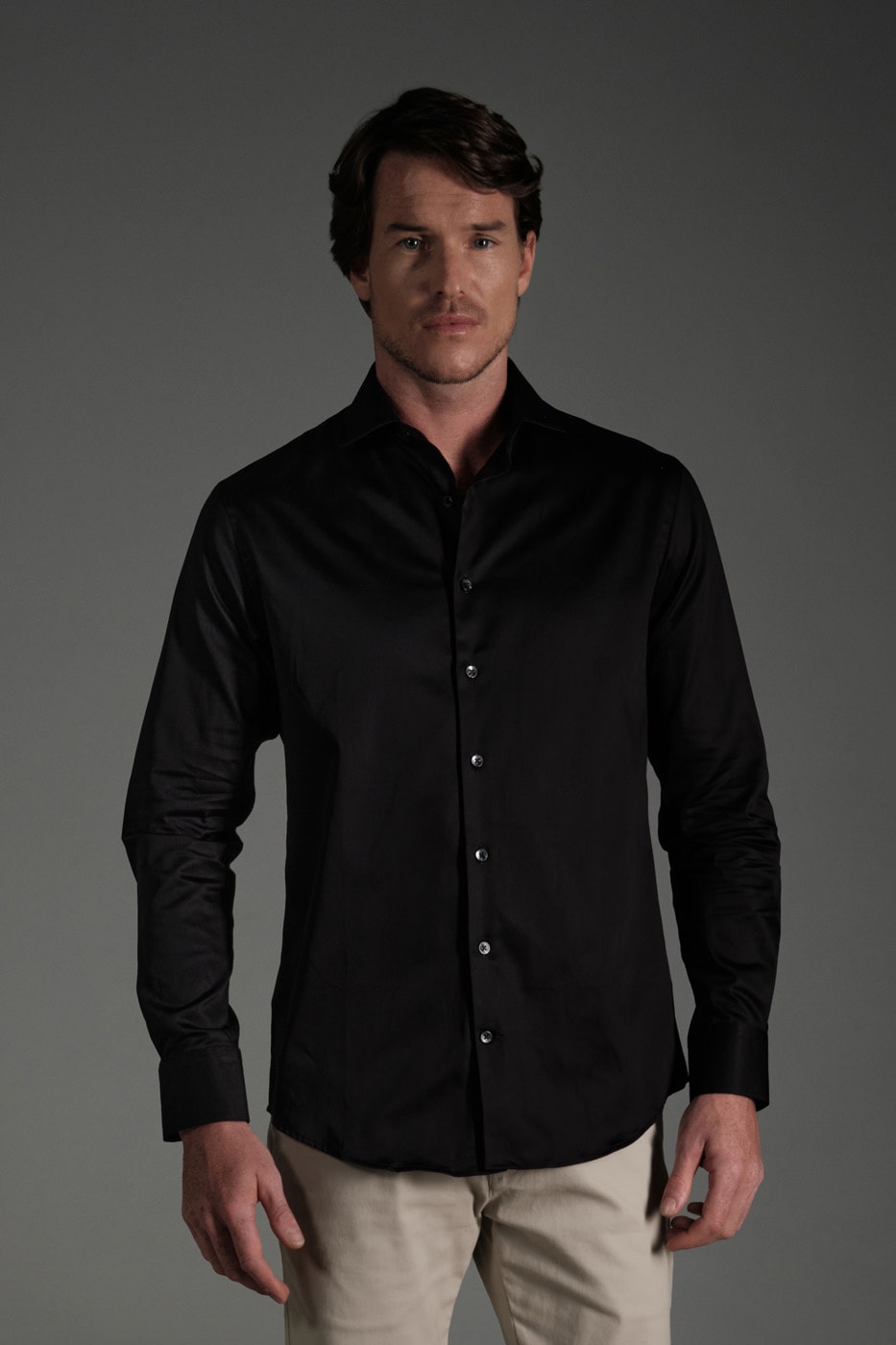Camisa Slim Algodón Pima Negro - imagen 1