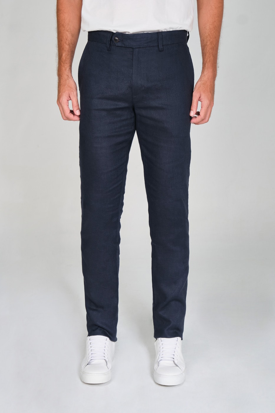 Pantalón Formal Slim Fit 100% Lino Azul Navy Stolichnaya - imagen 1