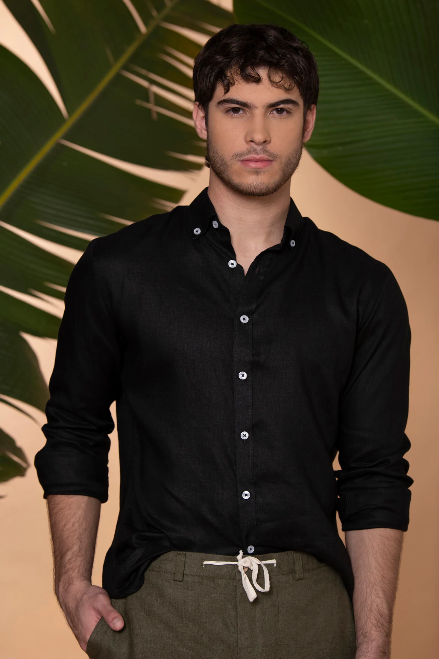 Camisa Sirocco Lino Negro - imagen 1