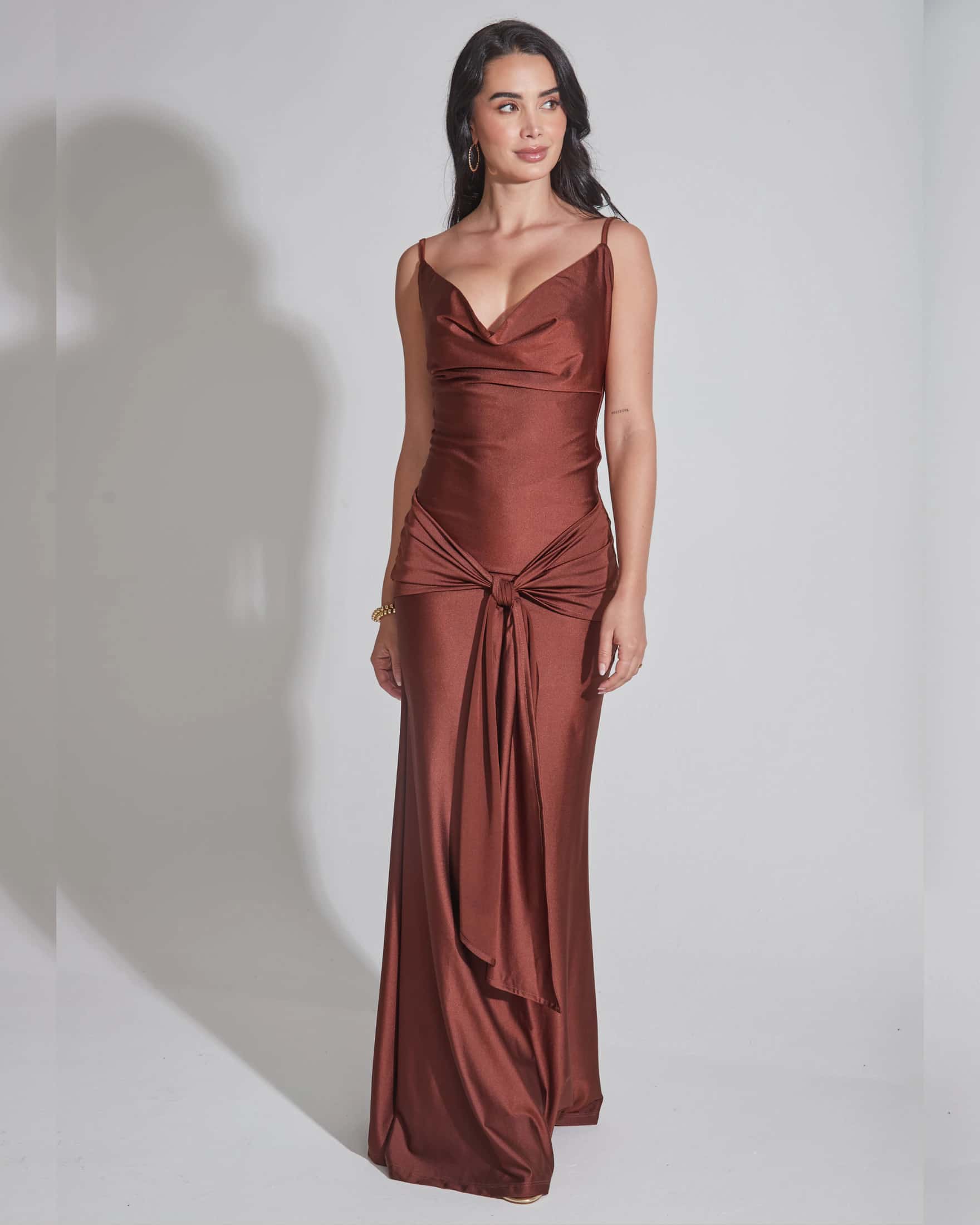 Vestido de Fiesta Drapeado Anudado