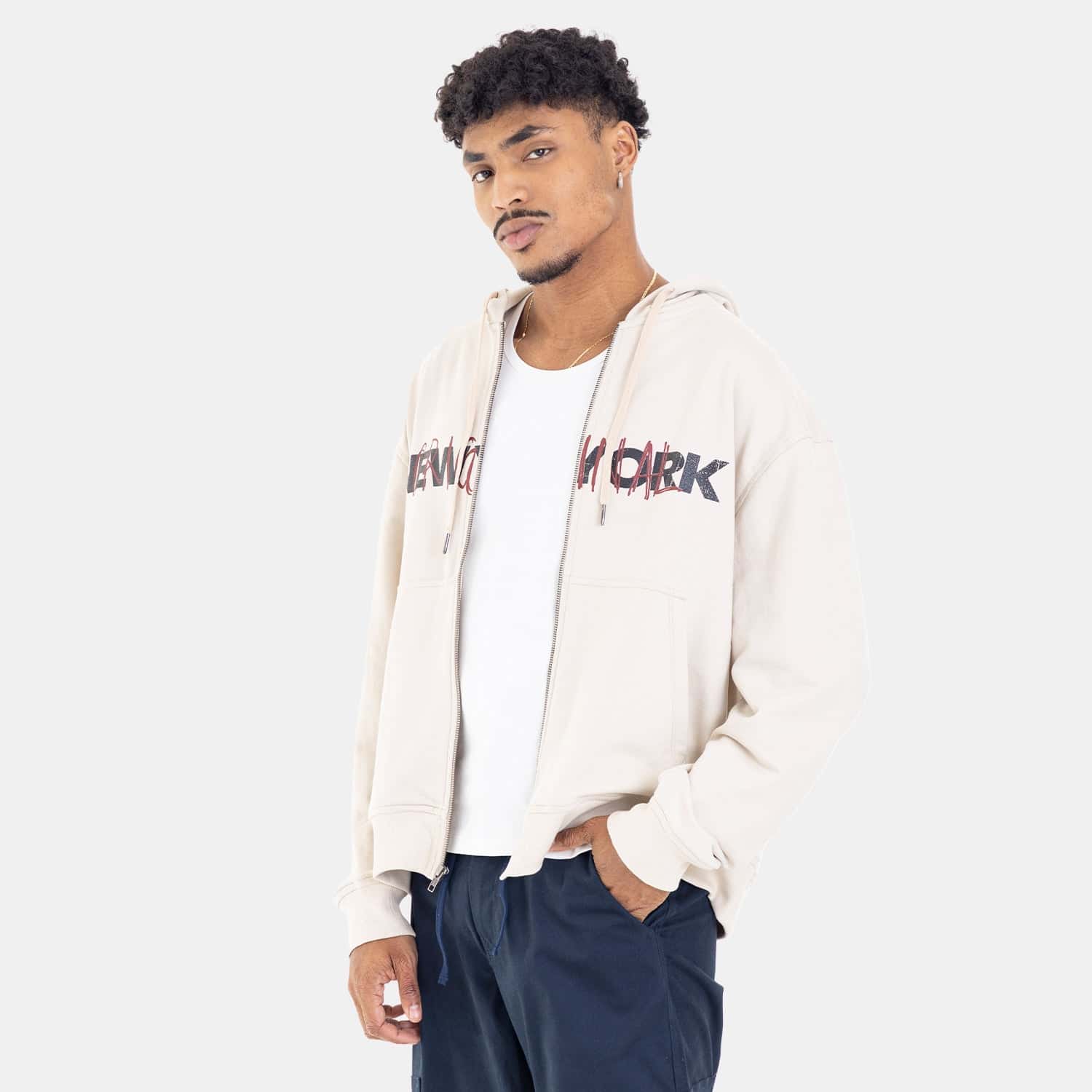 Zip Hoodie Regular Fit Beige