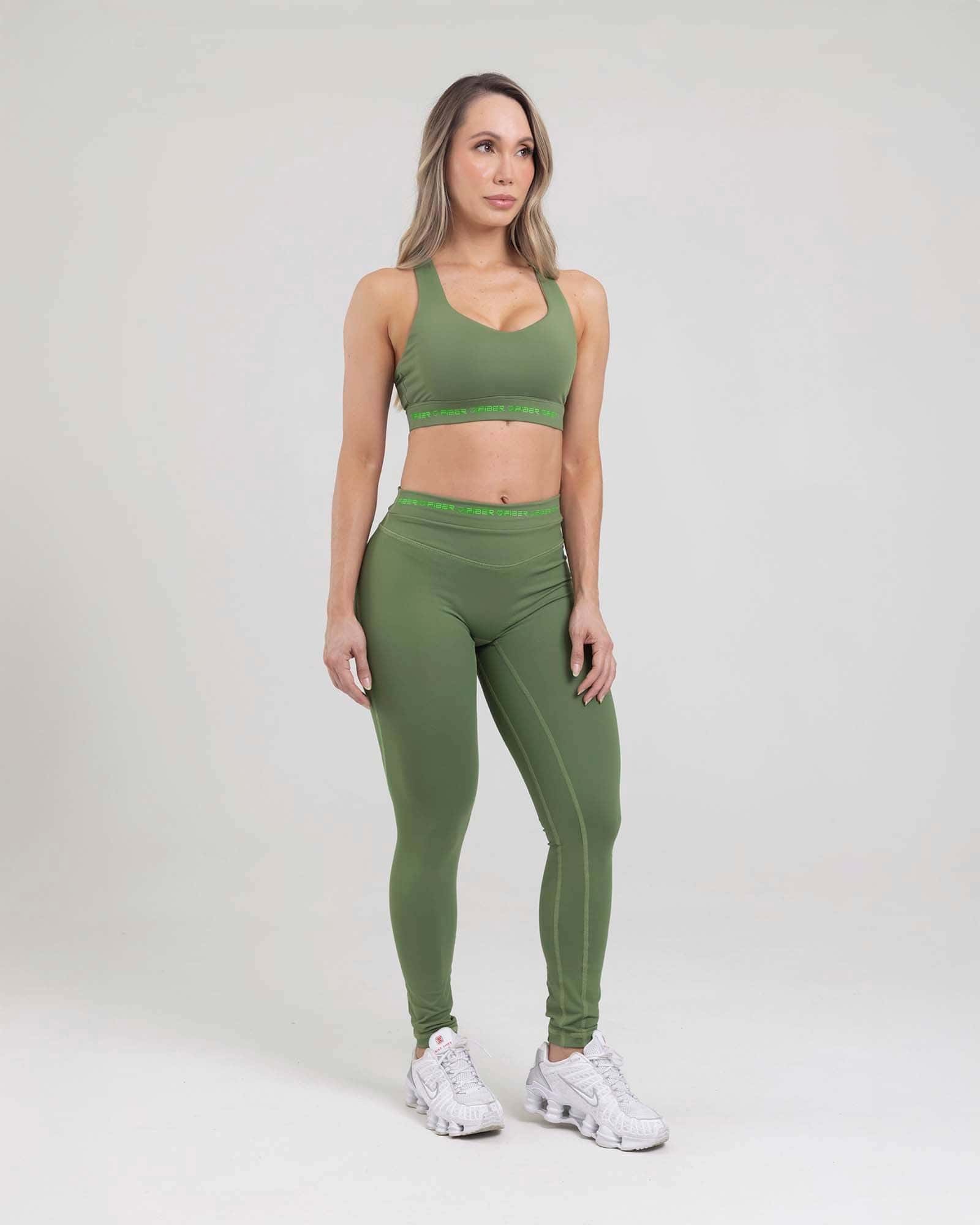 Leggings verde oliva color splash tropi FIBER